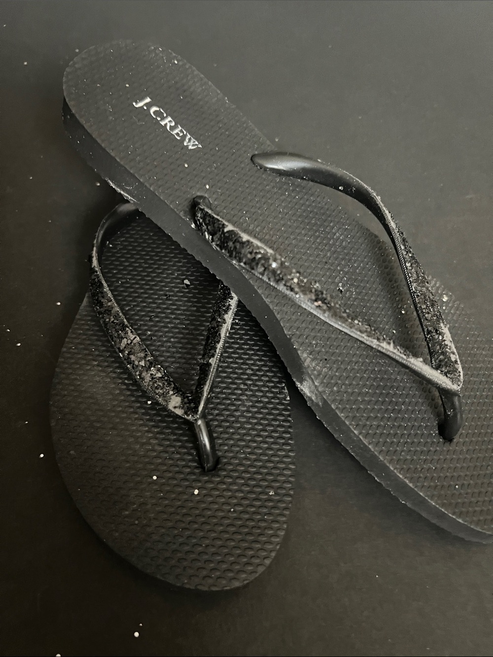 J. Crew Black Velvet Strap Flip Flop Sandals